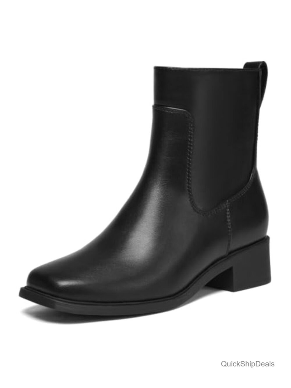 Women's Square Toe Ankle Boots Chunky Heel Side Zip Business Casual